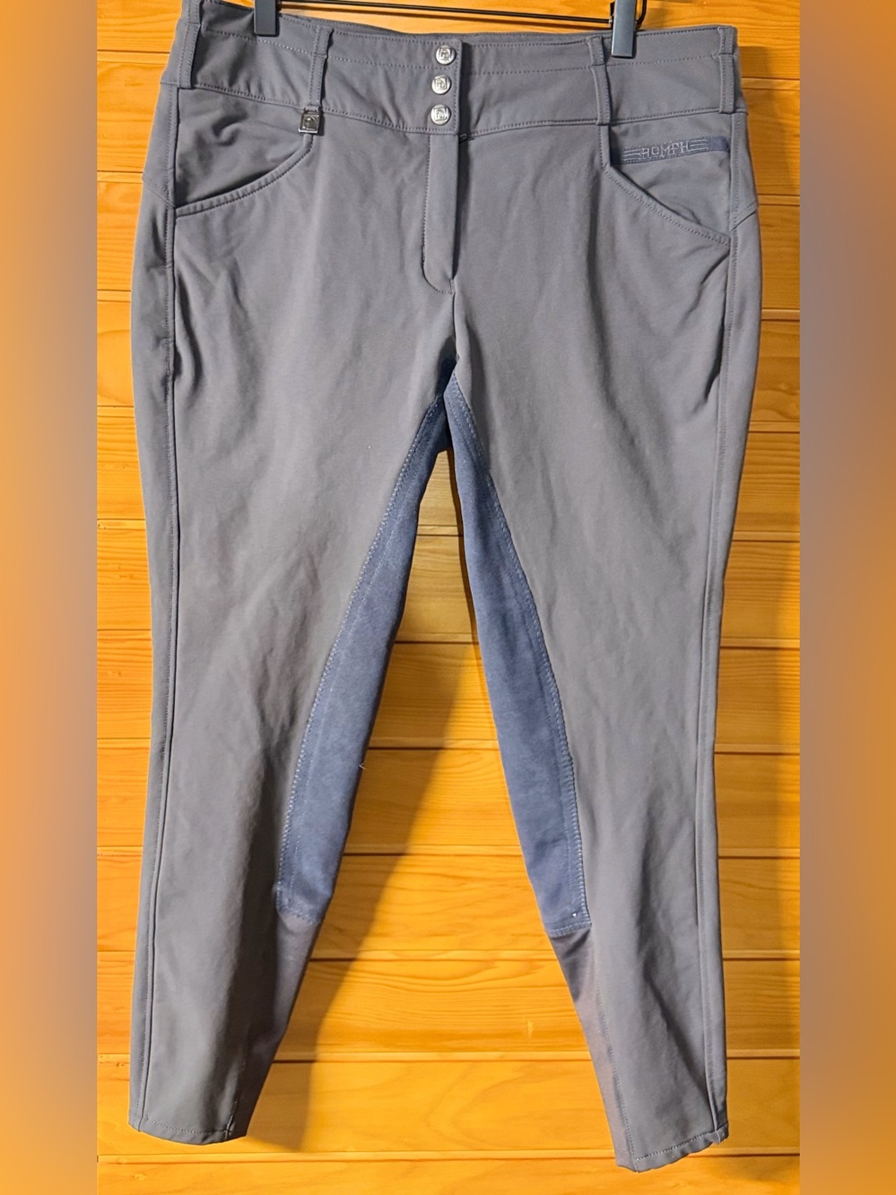 Romfh Champion Full Seat Breeches Women's 34R Steel Gray Equestrian Riding Pants